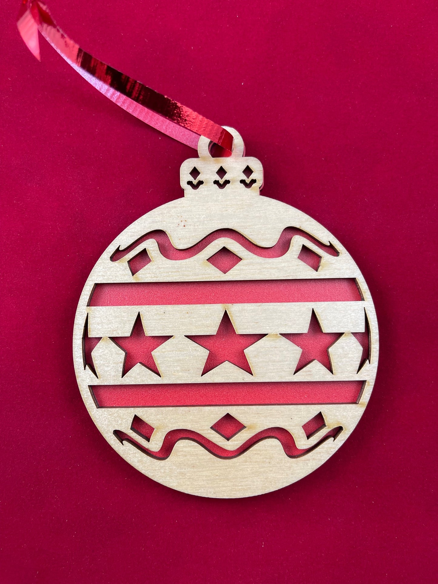 Christmas Ornament, Round, Stars and Bars