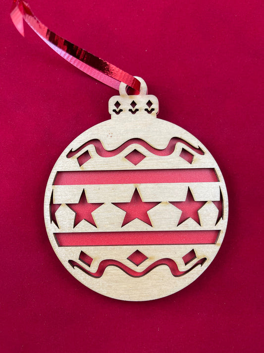 Christmas Ornament, Round, Stars and Bars